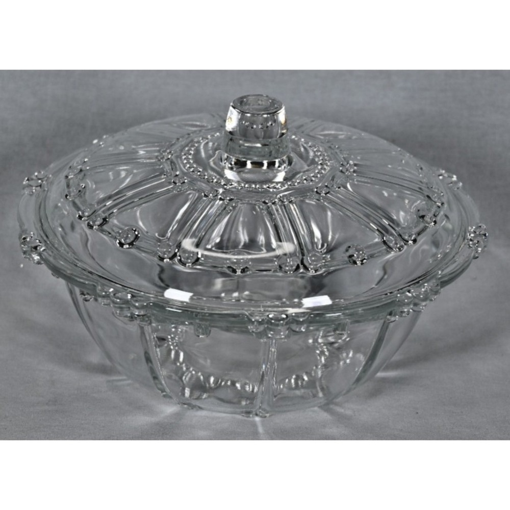 Vintage KIG Indonesia Beaded Glass Candy Dish w/ Lid
